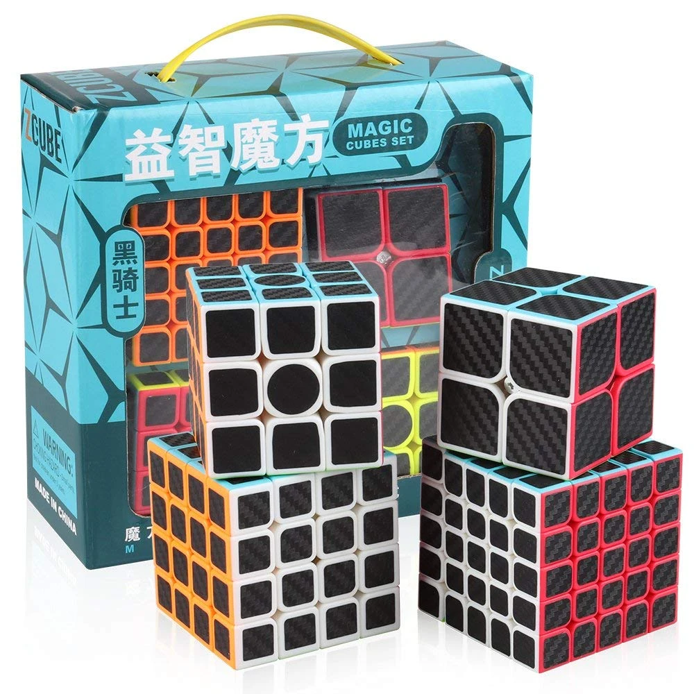 D-Fantix Carbon Fiber 2X2 3X3 Pyramid Speed Cube Bundle Magic Cube Puzzle Toys