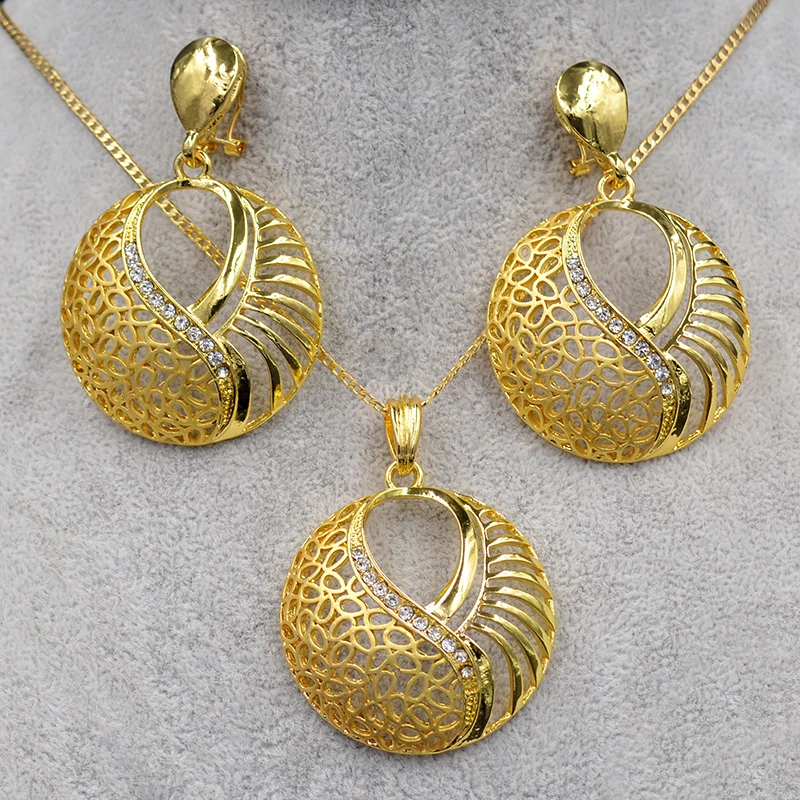 

Sunny Jewelry Cubic Zirconia Round Hollow Jewelry 2018 Jewelry Sets For Women Necklace Earrings Pendant For Party High Quality