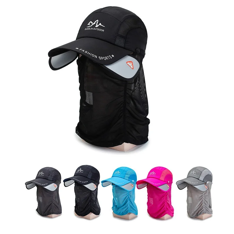 

Outdoor Fishing Visor Hat UV Protection Face Neck Cover Fishing Sun Protect Baseball Cap With Detachable Face Mask HX02