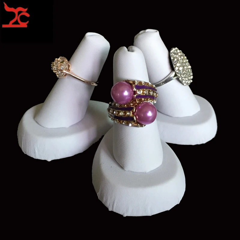 3Pcs White PU Jewelry Display Holder Small Ring Display Tower Resin
