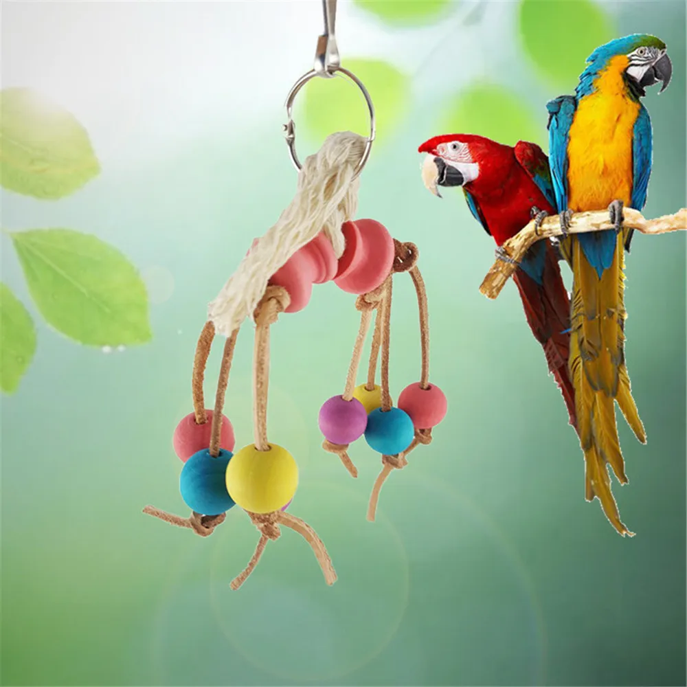 LONGNEWPET Parrot Bird Toy Chew Safe Durable Relax Bird Toy With Wood