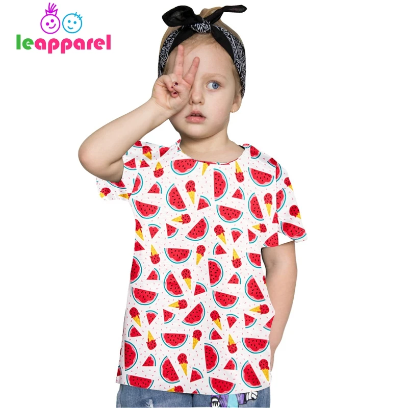 

Cool Kids Summer Watermelon Print Tops Cheap Girl Casual Tshirt Cute Teens Outdoor Tees For 3-12Y Children's T-shirt Blouses