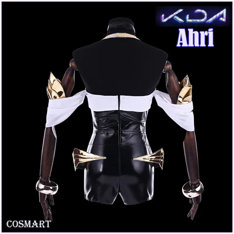 [Jan. Stock] 2018 Game LOL KDA Ahri Cosplay Costume PU Leather Uniform K/DA Ahri Cospaly Full Set With Ear For Halloween Free