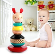 Радуга пирамидки кролик игрушка деревянная Пирамидка для малышей обучения Монтессори Детские сенсорные 1 год и выше