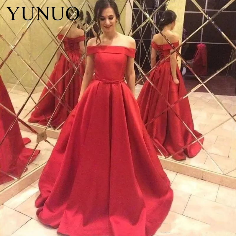 Evening Dresses 2019 Stunning Off the Shoulder Prom Dresses Long Formal Corset Lace-up Back Evening Gown A Line Custom Made Formal Dress_