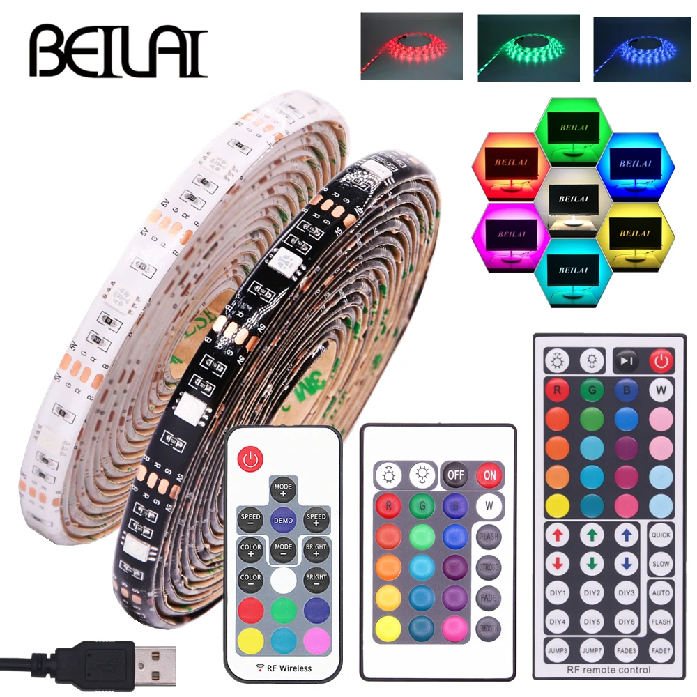 DC5V USB светодиодный полосы 5050 гибкий свет RGB 1 м 2 ТВ фонового освещения клейкая