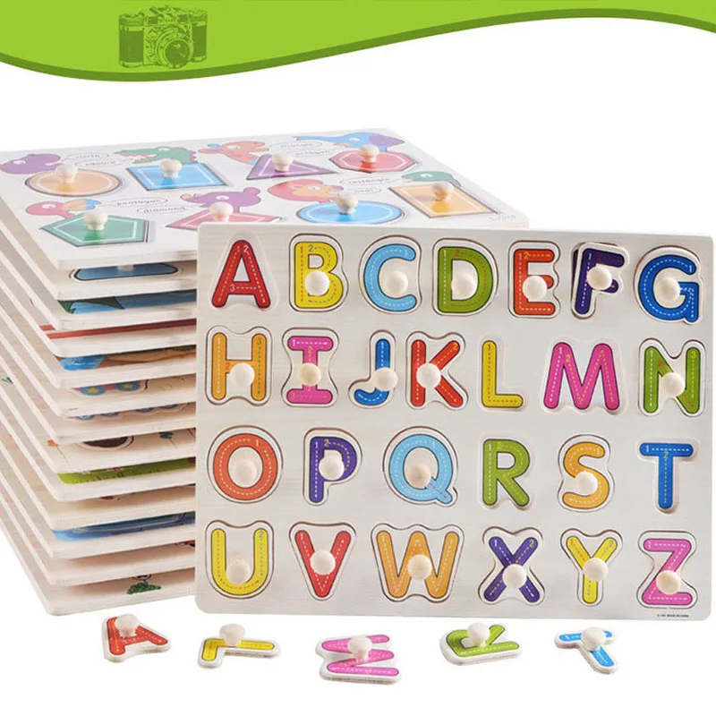 

New Baby Toys Children's Alphabet/Digital/Animal/Fruit Vegetable Puzzle Wooden Wooden Intelligence Puzzle Toys Wooden Studs