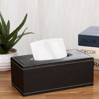 

1PCS PU Leather Rectangular Tissue Paper Holder Box Cover Case Napkin Holder bath toilet paper holder 24x12x8.5cm High Quality