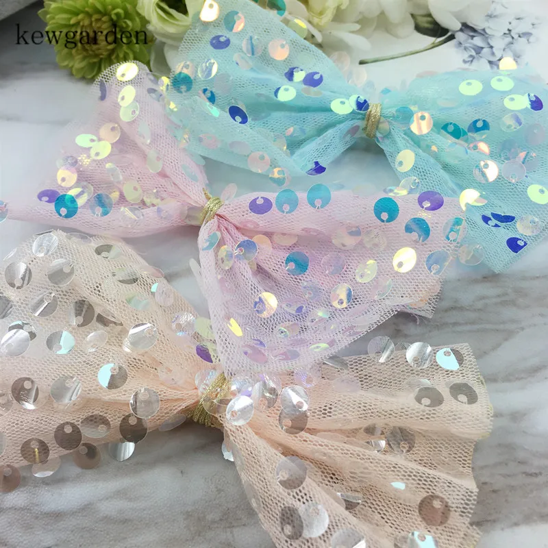 Kewgarden DIY принадлежности для рукоделия лазерная вспышка обруч Sequin повязка на голову Аксессуары повязка ручной работы для волос бант 7*11 см 8 шт./компл