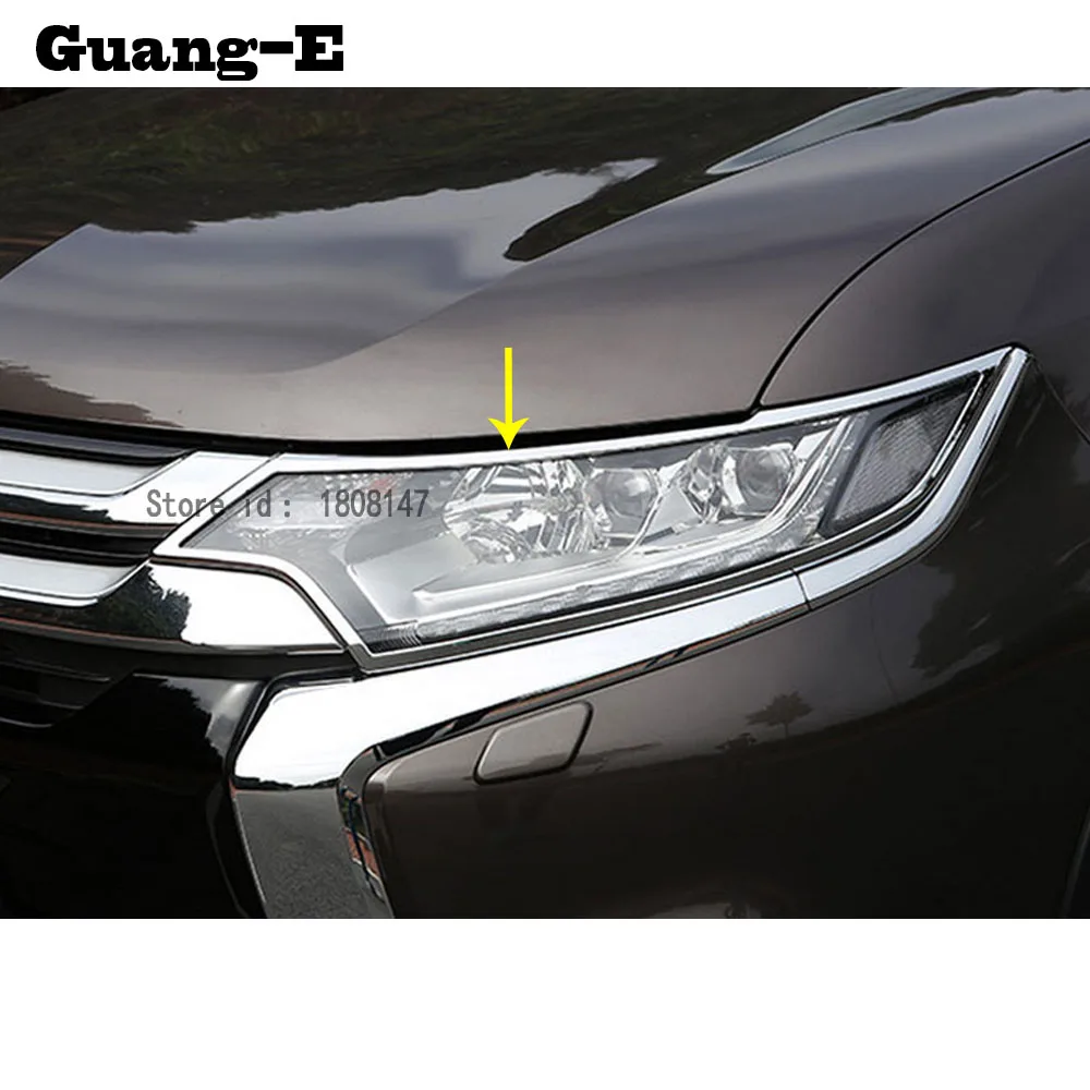 

Car body front head Light lamp detector frame stick ABS Chrome trim popular 2pcs/set For Mitsubishi Outlander 2016 2017 2018