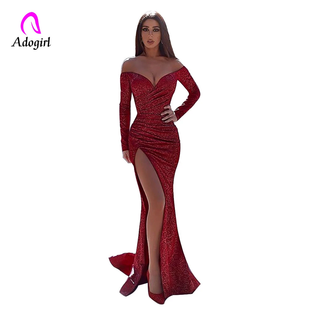 Vestido Mujer Manga Completa Solid Hight Split Manga Larga N Vestido Mujer Manga Completa Solid Hight Split Manga Larga N