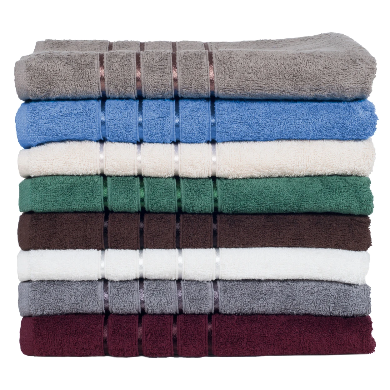 Lavish Home 8 Piece 100% Cotton Plush Bath Towel Set - Bone (3)