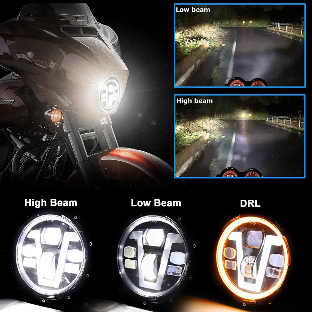  7 Inch Motorcycle LED Headlight 50W 12V Round Led Spotlight for Harley Davidson Light For Honda CB4 - 33019976302