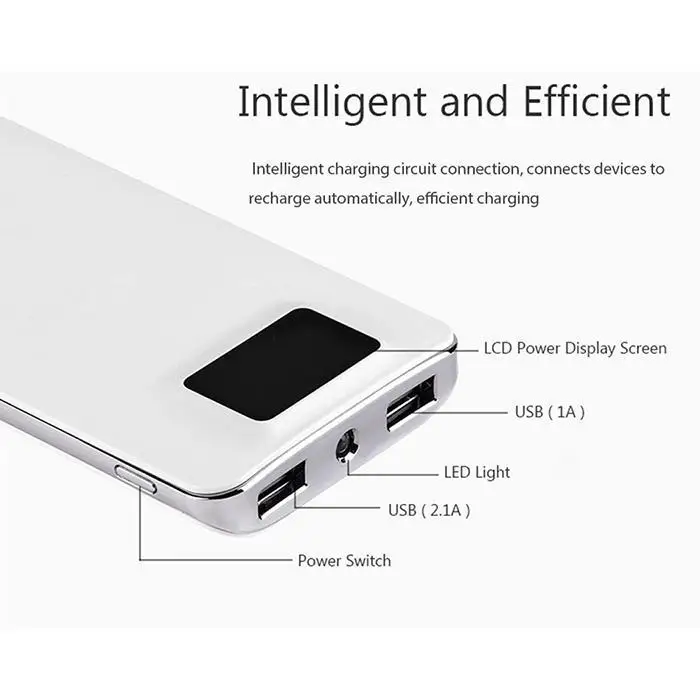 Миниатюрное портативное зарядное устройство для мобильного телефона power Dual USB lcd
