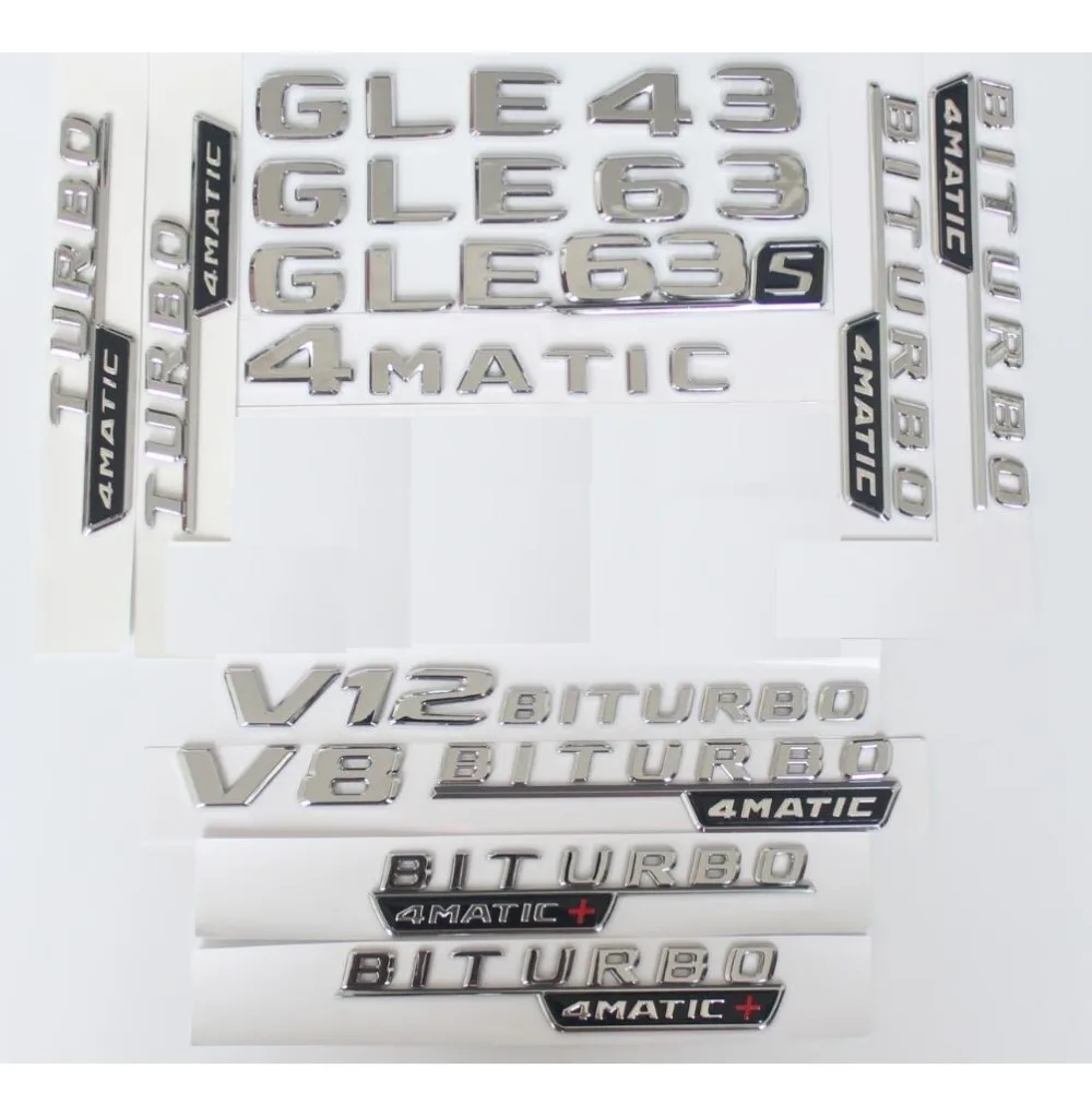 

New Chrome Trunk Letters Badge Emblem Emblems Sticker for Mercedes Benz C63 C300 E300 GLE43 GLA220 CLA260 GLE400 4MATIC AMG 2017