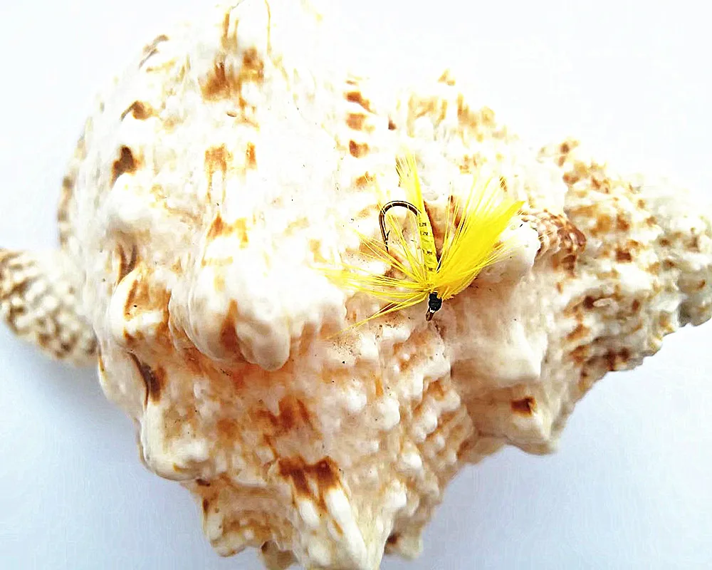 

100PCS #12 Yellow Body Grizzly Wing Wet Mayfly Trout Fly Fishing Lures