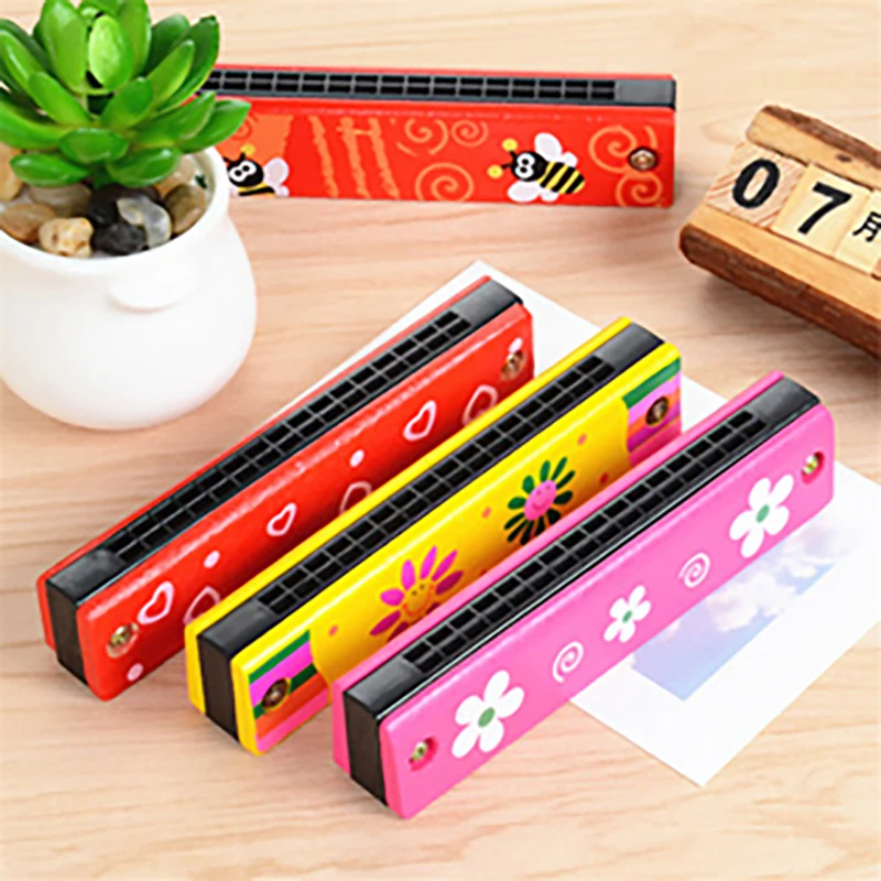 

Children's wooden harmonica 16 hole double row children enlightenment instrument teaching supplies children's educational toys