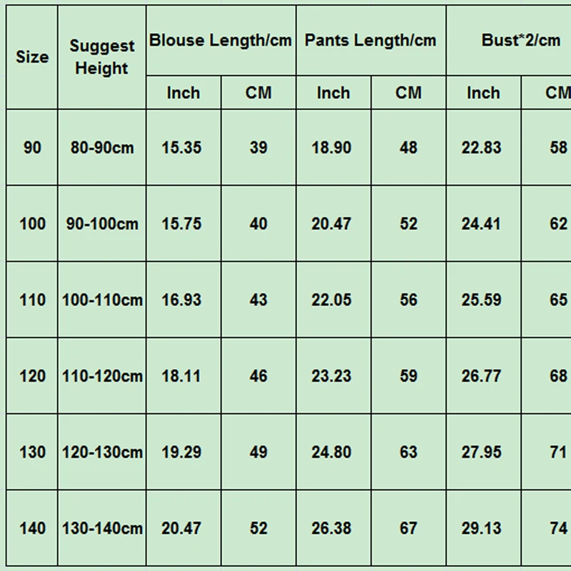 size chart