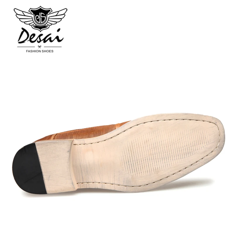 DESAI New Arrival Plus Size Shoes Men Genuine Leather Lace-up Embossed Business Dress Shoes Men's Formal Oxfords Shoes Flats