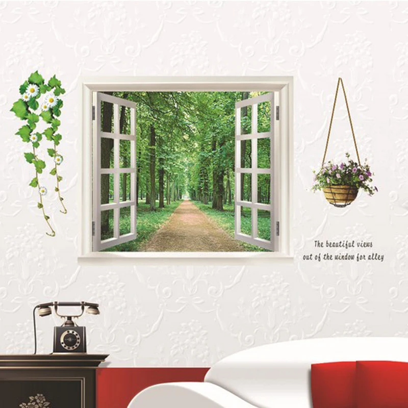 3D Wall Stickers Wall Decals Beautiful Tree Lined PVC Wall Stickersin