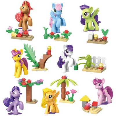 

8pcs Princess Girl My Little Horse Model Building Kits Doll Figures Bricks Blocks Legoed Kid Friends Children Toys Gift