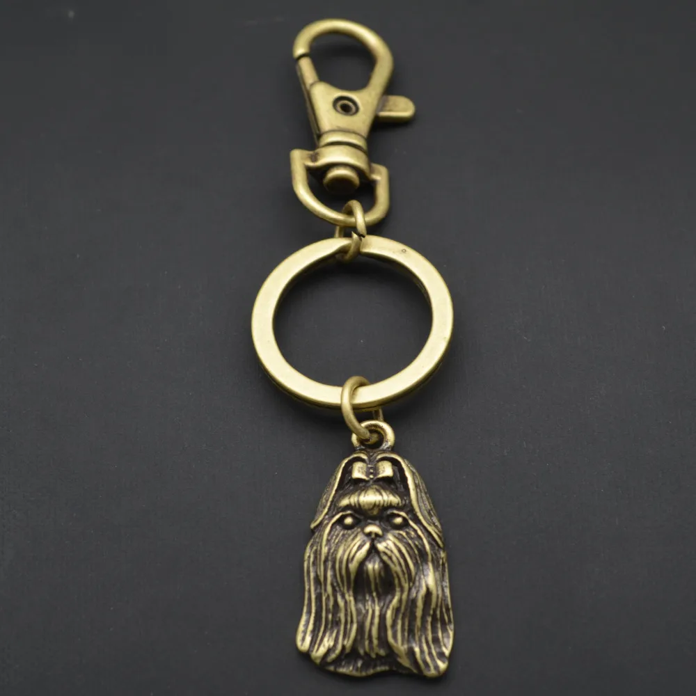 

Wholesale Vintage Shih-Tzu longhaired key Chain,Key Ring ,Key Charm--12Pcs/lot