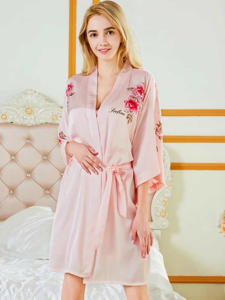 Шифоновый халат и ночная рубашка с цветочным принтом и пикантная облегающая ночная рубашка роскошная и элегантная женская домашняя одежда