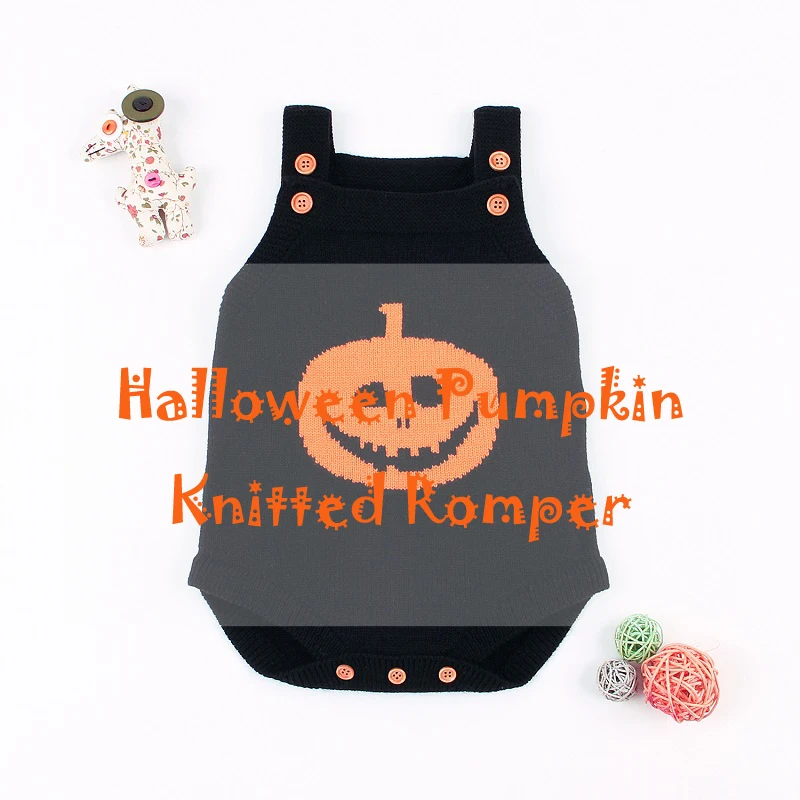 Black Halloween baby romper pumpkin-1-1
