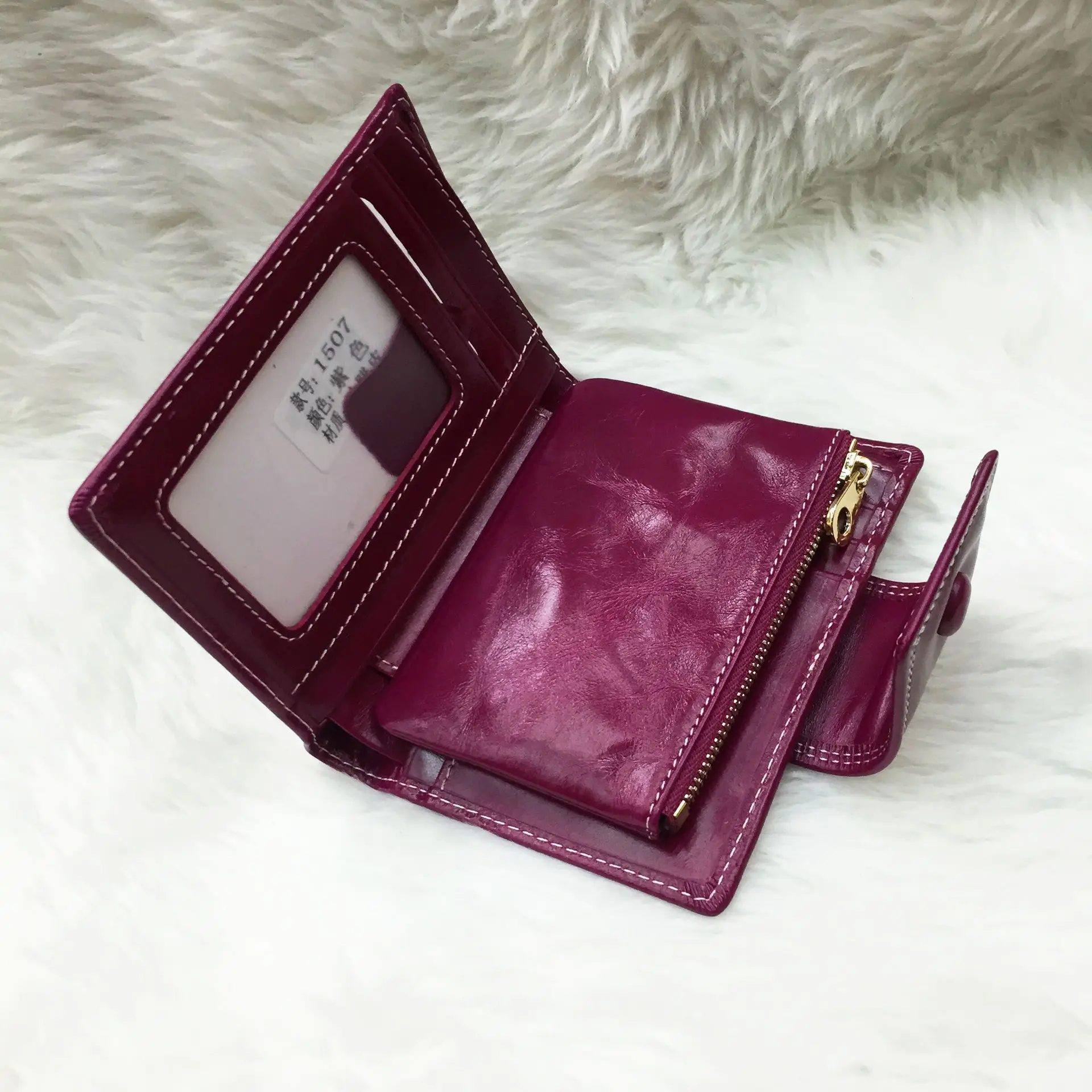 Женский кошелек из натуральной кожи высокого качества, тонкий кошелек и сумочка с масляной воском, черный, фиолетовый, коричневый, ярко-розовый, синий