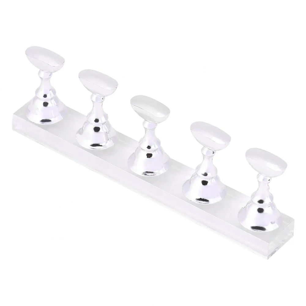 

5pcs False Nail Tips Practice Display Stand Holder Set Silver Magnetic Chess Board Holders Manicure Nail Tools