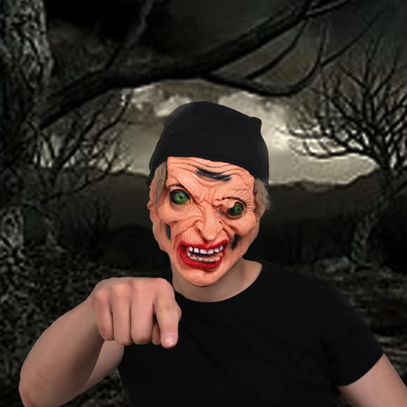 

Scary Big Teeth Black Scarf Witch Mask Pennywise Sorcerer Full Face Mask Halloween Decoration For Party Cosplay Props Supply