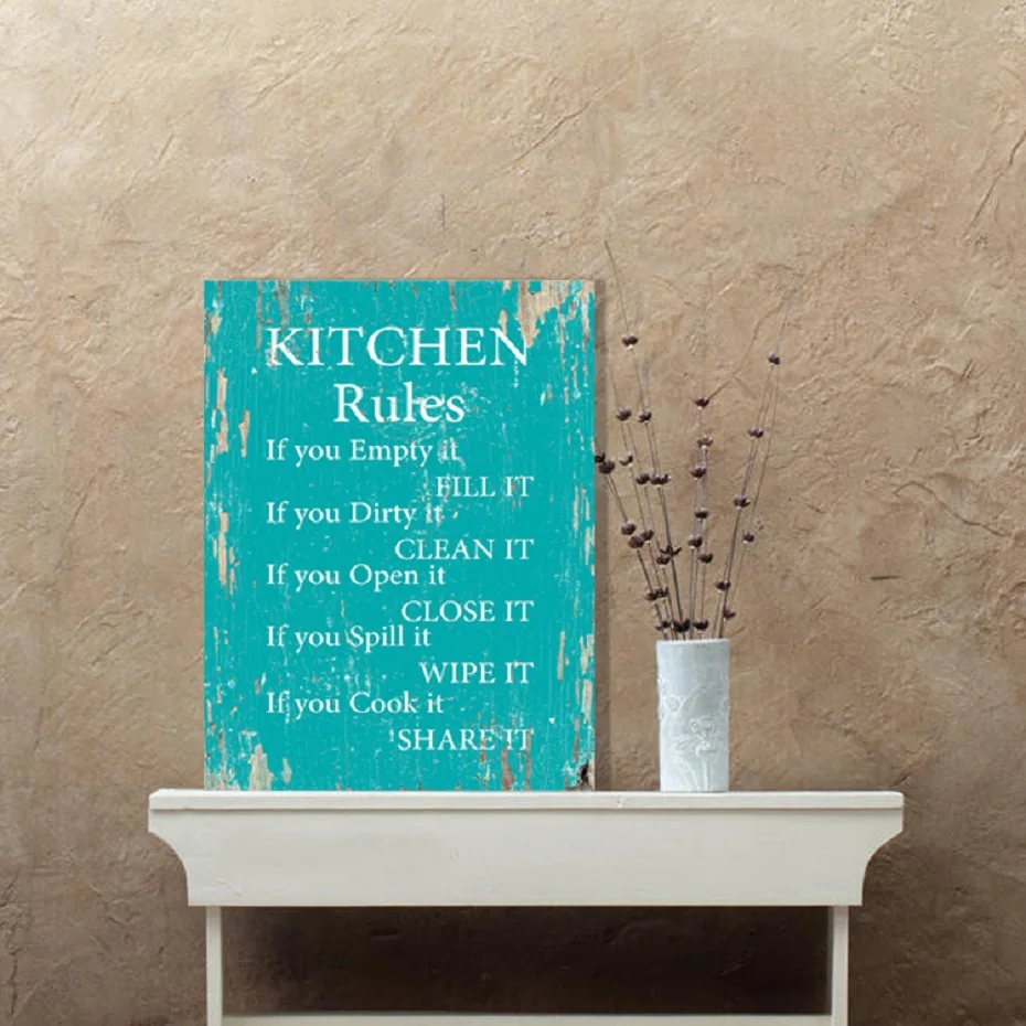 Vintage Kitchen Rules Wall Art Canvas Paintings DIY Photo Framed Prints Posters Pictures Frame Dining Room Home Decoration  (1)