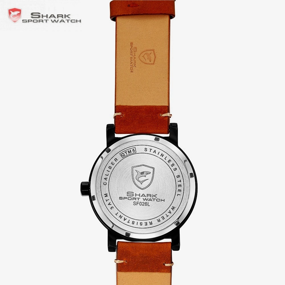 Bahamas Saw SHARK Sport Watch Luxury Brand Men Clock Male Quartz Brown Crazy Horse Leather Waterproof Casual Relogio Gift /SH568