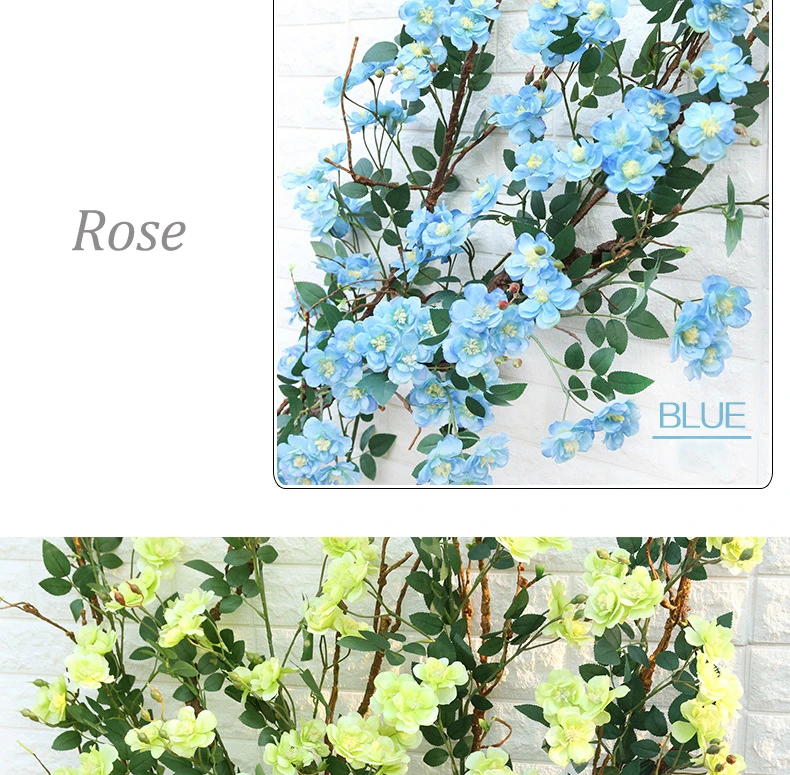 1 шт. ротанговая полоска Rosa multiflora искусственная Цветочная лоза для свадьбы дома вечерние украшения для самодельного изготовления поддельные цветы 155 см
