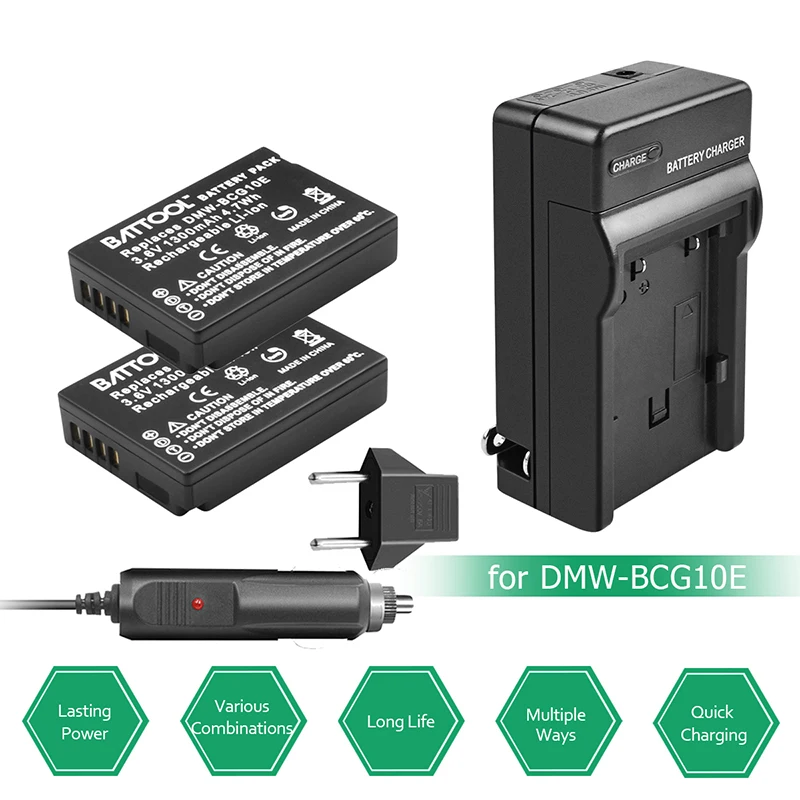 

3.6V Battery + EU Plug + Car Charger for Panasonic Lumix DMW-BCG10 DMW BCG10 BCG10E DMC-3D1