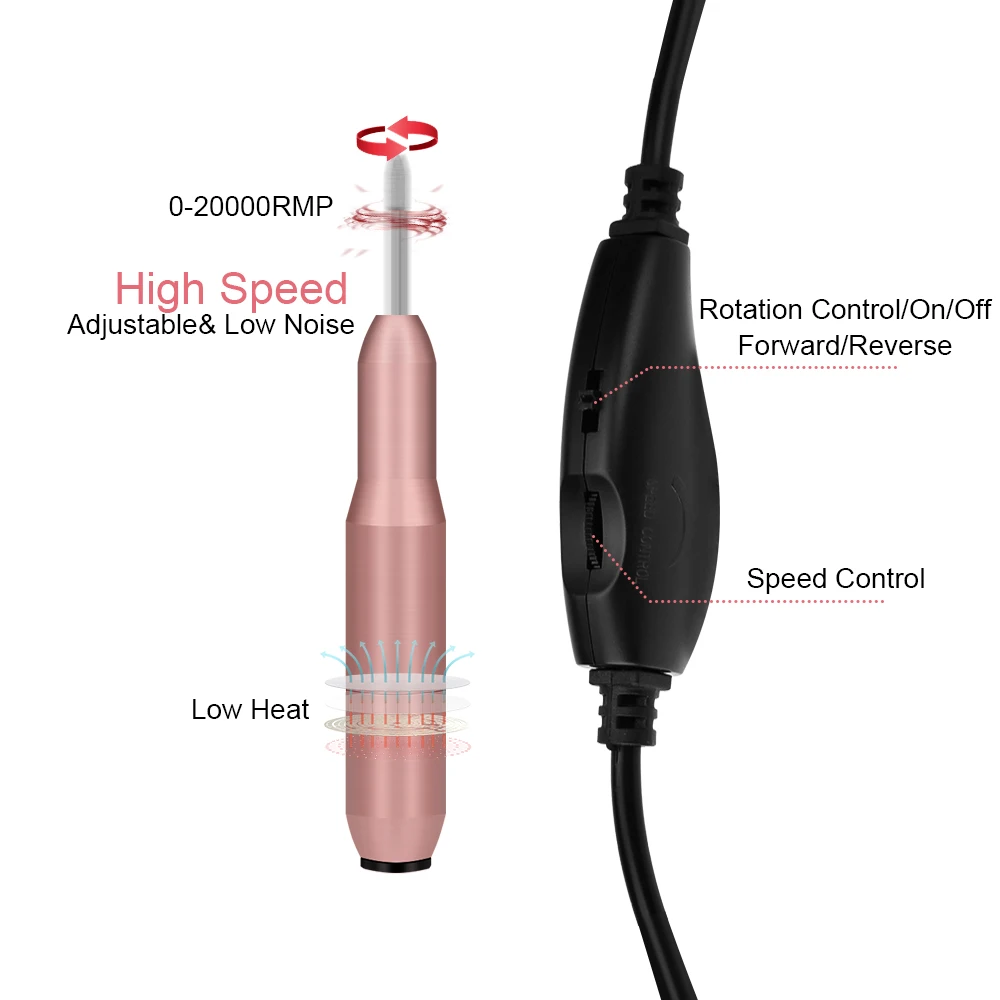 20000 RPM Профессиональный электрический ногтей сверлильный станок Комплект USB зарядка Маникюр машина Nail Art Pen педикюр пилка маникюрная пилка Art инструменты