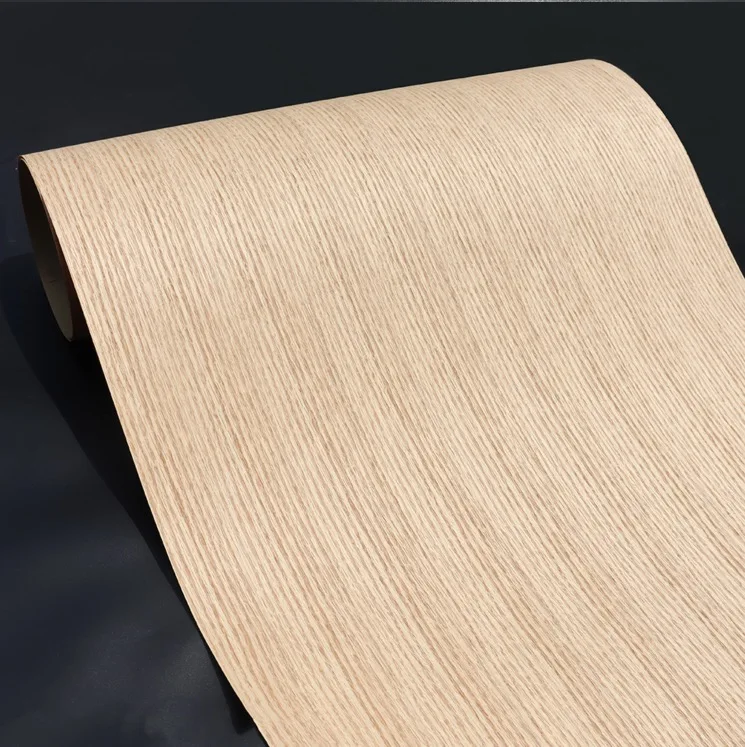 

Length: 2.5Meters Thickness:0.3mm Width: 55cm Technological Red Oak Straight Line Wood Veneer Kraft Paper Composite Veneer