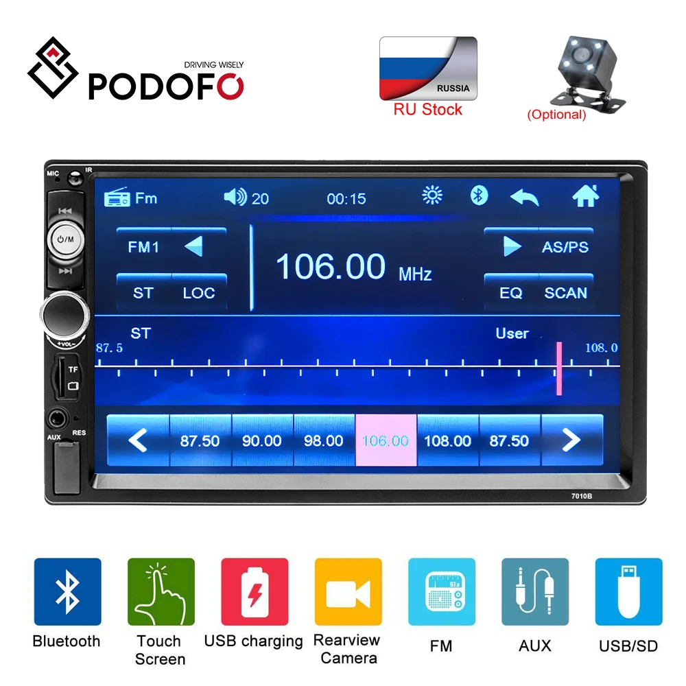 

Podofo 2 din Car Radio 7" HD Autoradio Car Multimedia MP5 Player Mirror Link Auto audio Car Stereo MP5 Bluetooth Support Camera