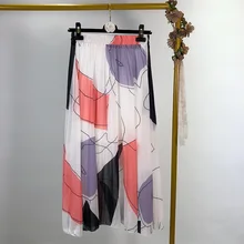 С резинкой в талии с принтом женские юбки модные повседневные дикие новые летняя плиссированная юбка корейский стиль юбки женские