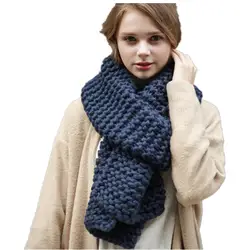 Новые высококачественные толстые теплые трикотажные шарфы для женщин LIC Романтический шарф для влюбленных унисекс однотонные вязаные
