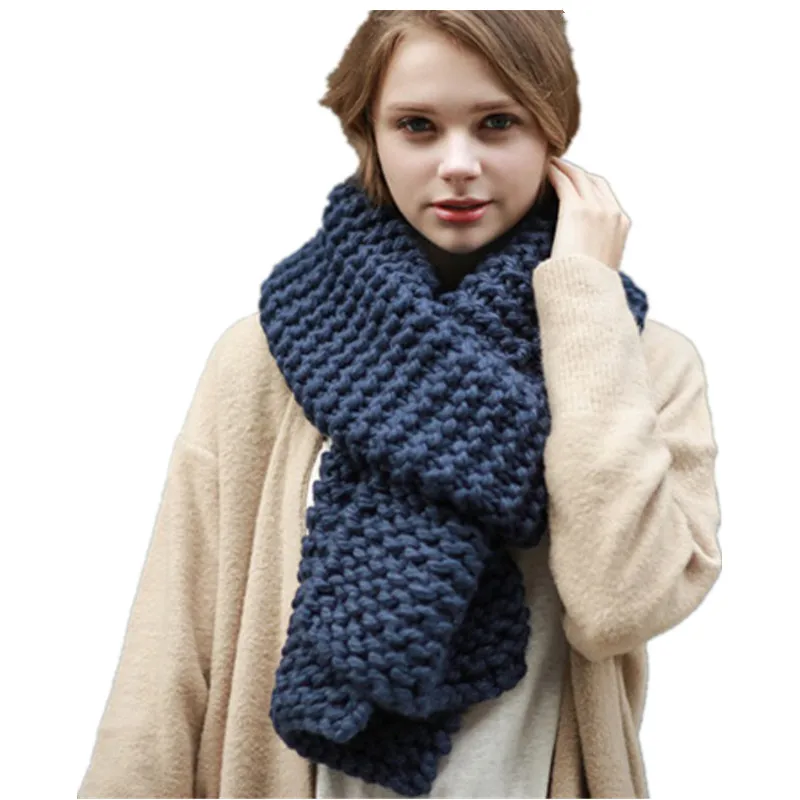 

New High Quality Thick Warm Knitted Scarves For Women LIC Romantic Lovers Scarf Unisex Solid Knitting Scarves Winter Men's Scarf