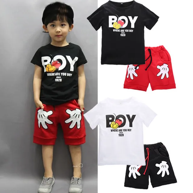2017 New Arrival Toddler Baby Boy Cartoon Clothes Sets Short Sleeve