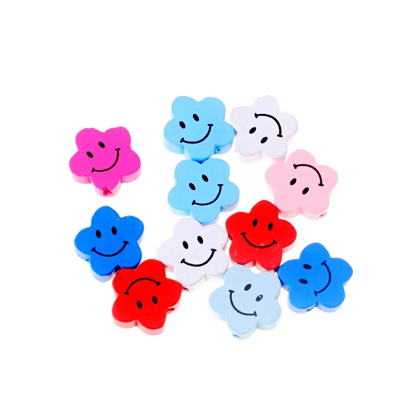 

Free Shipping 20pcs Wooden Beads Lovely Flower Styles Spacer Beading Wood Beads Toys For Baby DIY Crafts Kids Toys 20x19mm