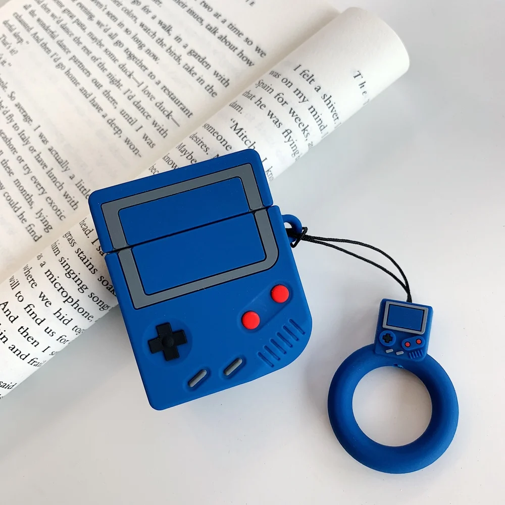 Палец кольцо ремешок беспроводные наушники защитный чехол 3D Ретро Gameboy силиконовые наушники чехол для Apple AirPods 1 2 зарядная коробка