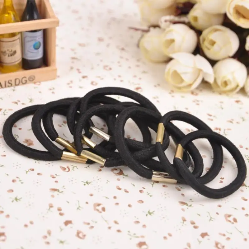 10pcs Classical Black Nylon Ponytail Holder Hot Sale Elastic Hair Ties Rope Ring Rubber For Hair Accessories