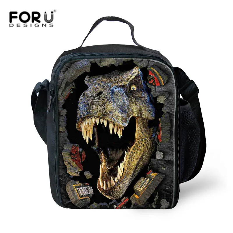 Caixa para Crianças Bolsas de Almoço Forudesigns Dinossauro Lancheira Almoço Animais Criança Isolado Térmica Designer Luxo Piquenique Bolsas Comida 3d