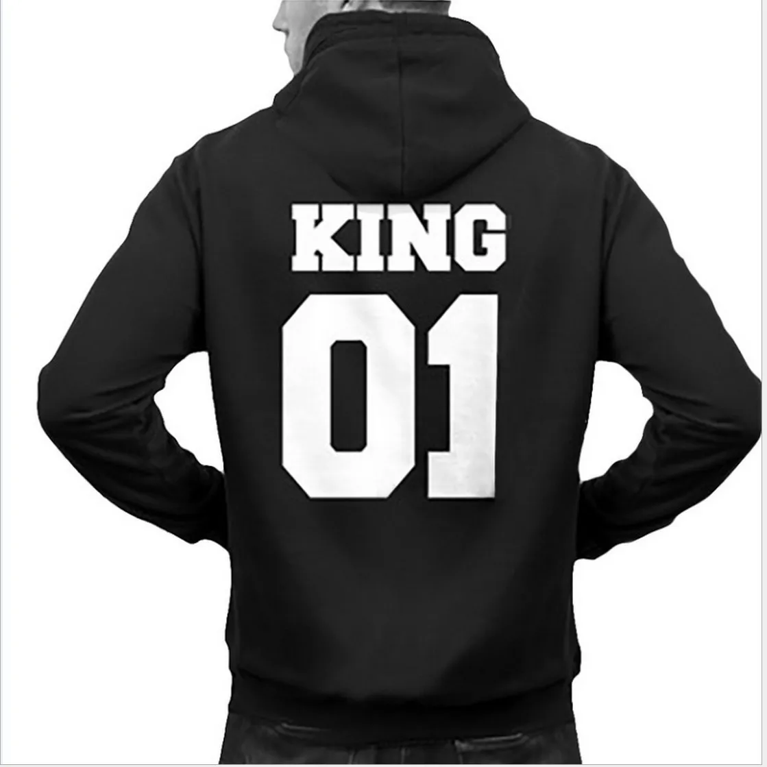 

King Queen Sweatshirt Women Valentine's Day Harajuku Hoodies Rose Love Streetwear Oversized Hoodies Clothing Plus