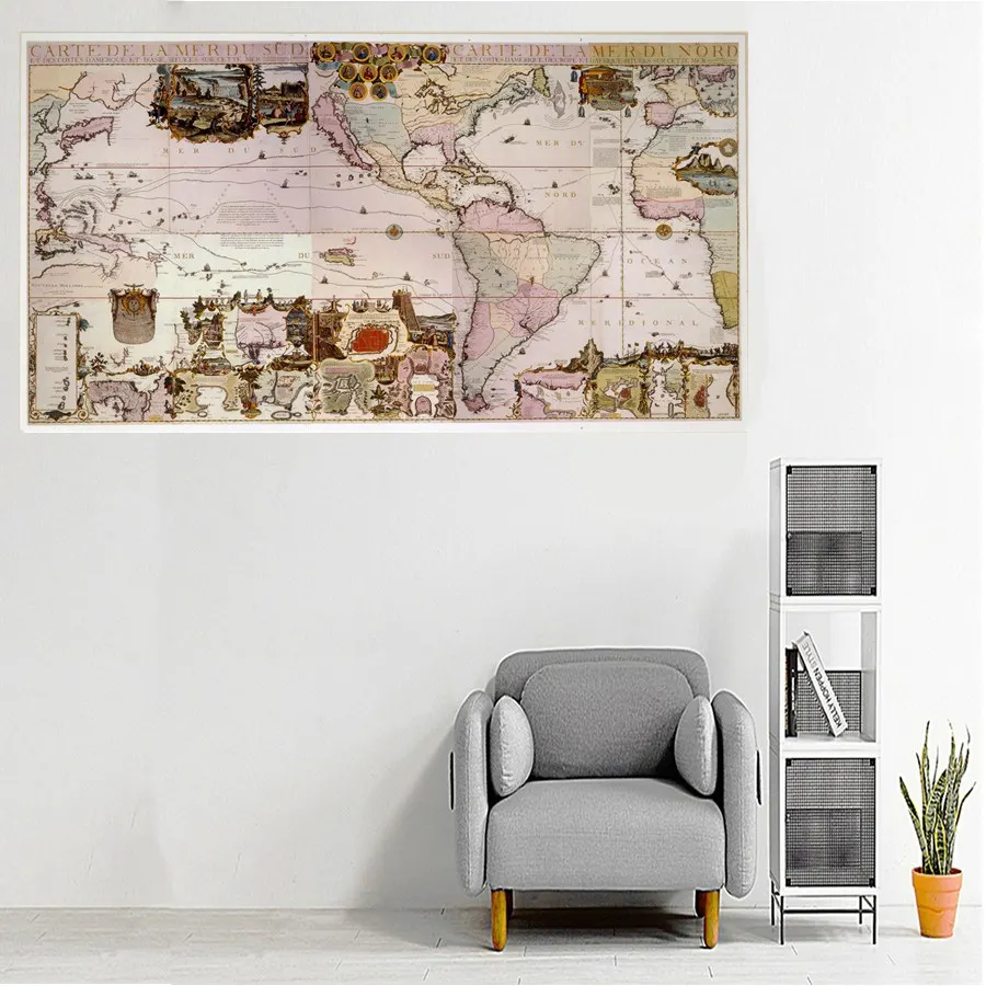 Canvas Painting Wall Art Europe Map Picture Prints HD Fashion Gifts for