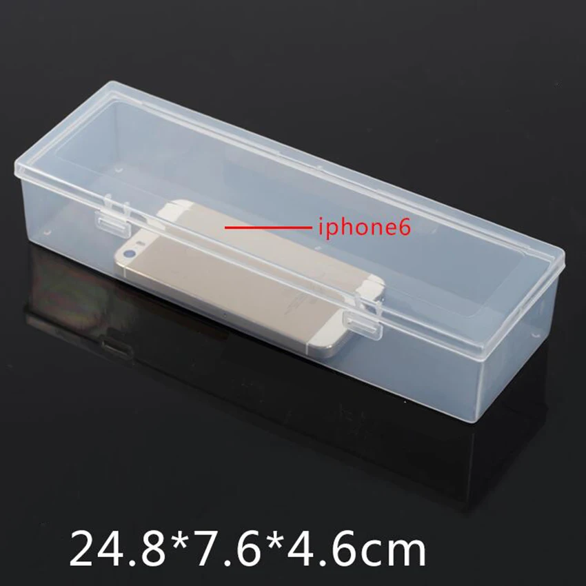 Прозрачные пластиковые длинные квадрат коллекций для хранения продукт упаковку несессер мини случае размер 25,3*8*5 см