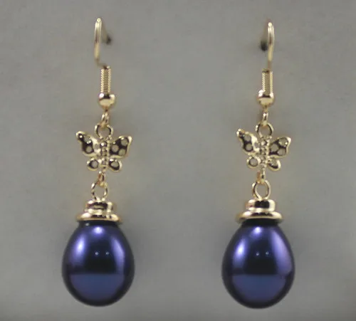 

FREE SHIPPING>>> Free shipping@@ Gift - natural sallei nanyang pearl blue drop shell bead drop earring